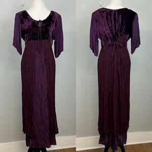 Vintage Velvet and Rayon Renaissance Style Dress Sz M